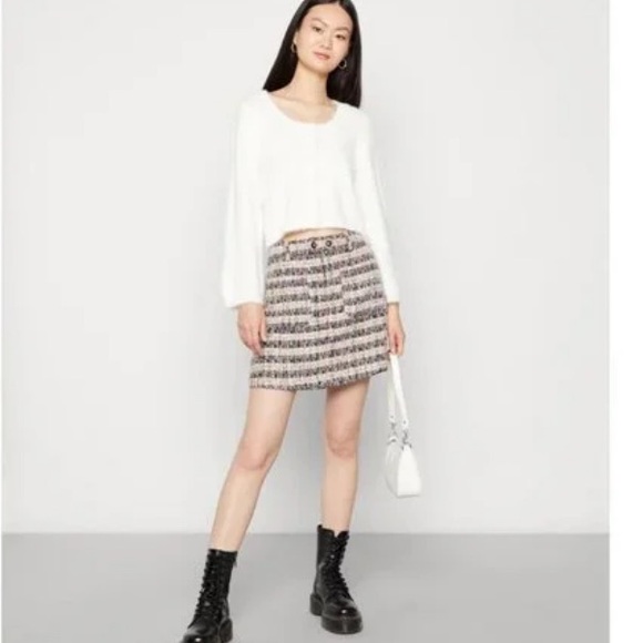 Scotch & Soda Short Mini Tweed Front Pocket A Line Skirt Multi Color Medium NWT - Picture 4 of 15